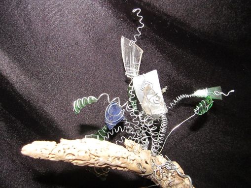 Custom Made Edison's Gift Found Item Sculpture Driftwood And Beach Glass