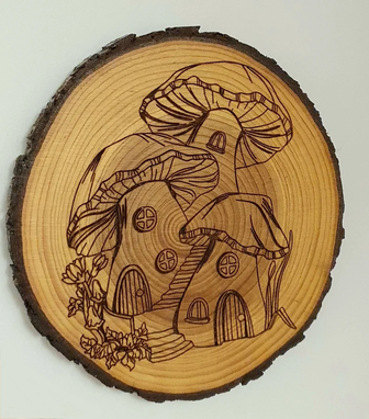 Custom Made Fairy House Log Slice, Wood Home Decoration Handmade