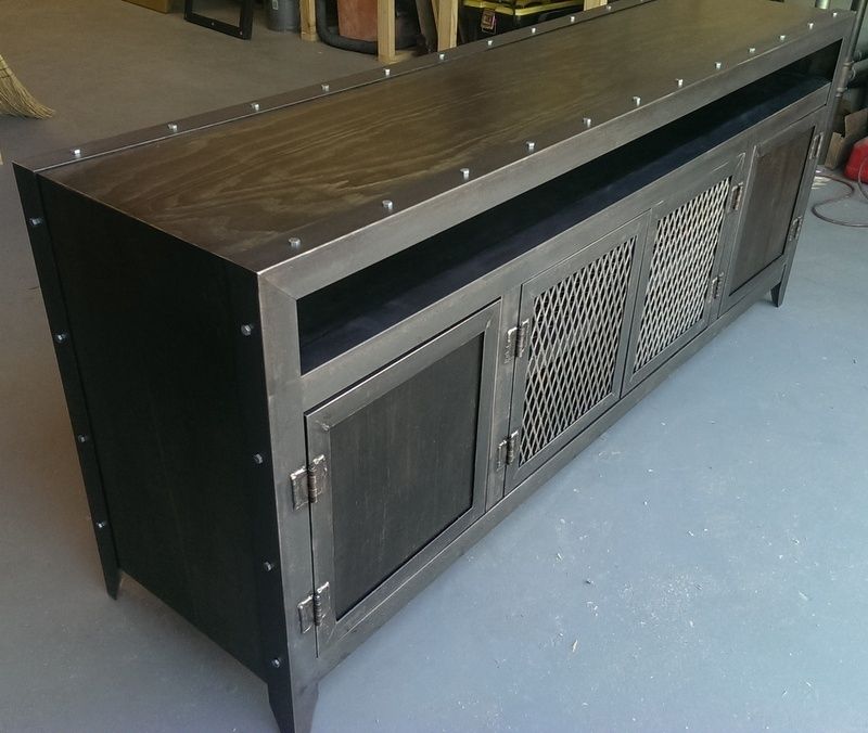 Modern industrial shop media console