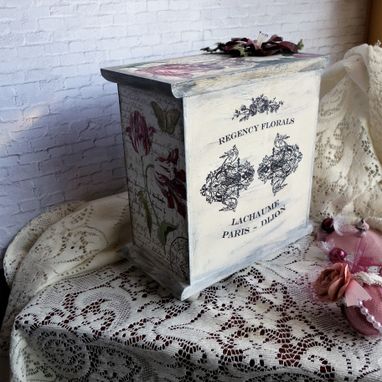 Custom Made Keepsake Box Decorative Tea Box Vanity Organizer Jewelry Armoire Vintage Bird Decor