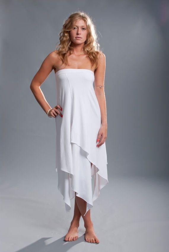 White Asymmetric Hem Bandeau Top