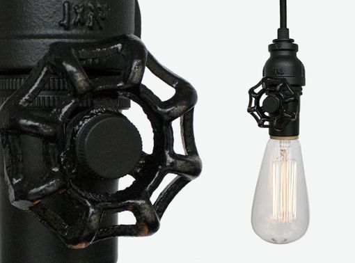 Custom Made Vintage Upcycled Valve Pipe Pendant Light – Black