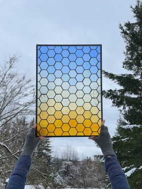 Custom Made Stained Glass Hexagon Panel