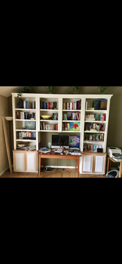 Custom Made 10' Wall Shelving With Base Cabinets