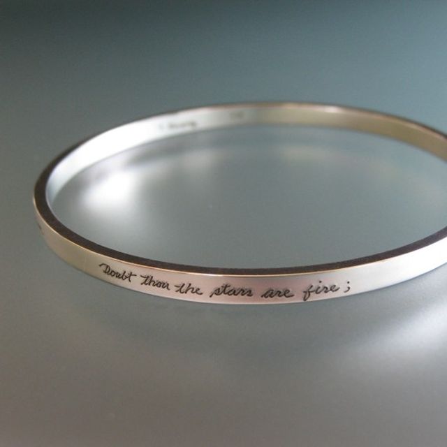 A Custom Personalized Sterling Silver Bangle Bracelet Engraved A Custom Personalized Sterling Silver Bangle Bracelet Engraved Made To Order From Tk Metal Arts Custommade
