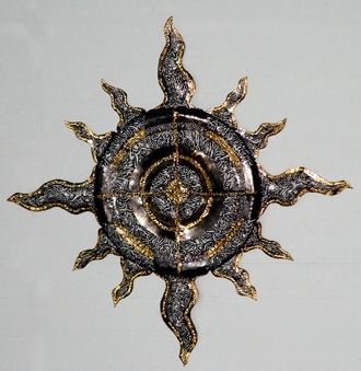 Custom Made Cut Steel And Bronze Sun Sculpture