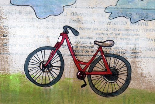Custom Made Bike Print- Red Bike Is Red - Fixie Bike - Beach Cruiser - 4x6 Print