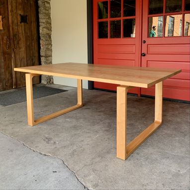 Custom Made Minimalist Modern Dining Table In Maple
