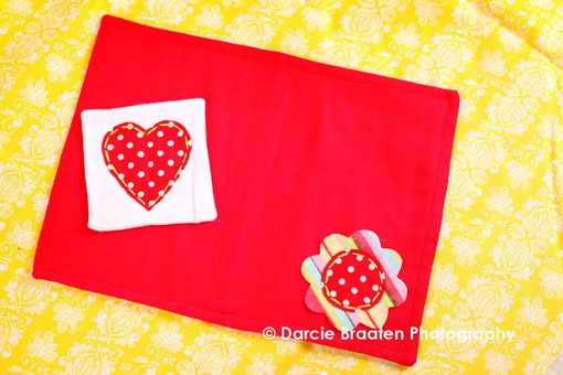 Custom Made Soft Flannel Placemats And Table Napkins "Strawberry Shortcake''