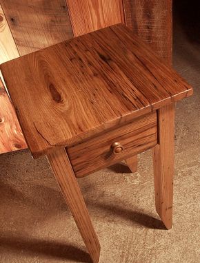 Custom Made Wormy Chestnut Reclaimed Wood End Table With Drawer