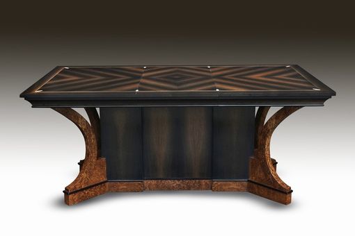 Custom Made Art Deco Bog Oak And Ivory Dining Table