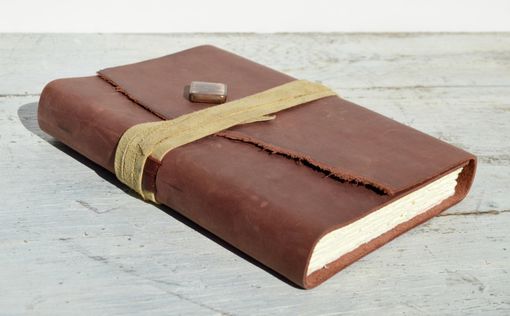 Custom Made Leather Bound Journal Rose Travel Diary Handmade Silkscreen Brass Art Notebook
