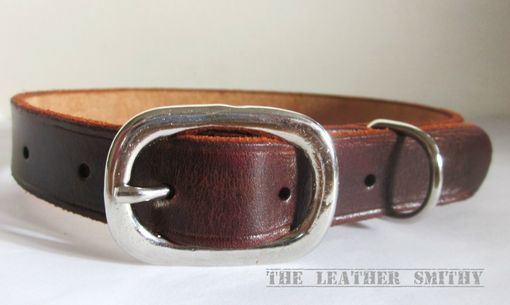 Custom Made Brown Leather Dog Collar 3/4 Inch Wide, Medium Dog Collar