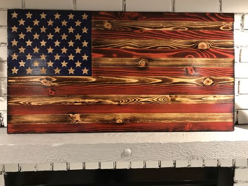 Custom Made American Wooden Charred Flag, Rustic Decor, Wood Flag, Handcrafted Rustic Flag,