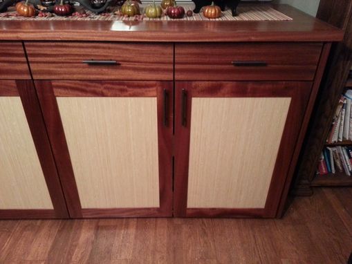 Custom Made Grain Matched Sapele And Bamboo Credenza