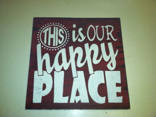 Custom Made This Is Our Happy Place Hand Painted, Welcome Sign, Home Decor 12 X 12 In. Wood Porch Sign.