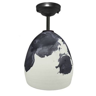 Custom Made Porcelain Ceramic Ombre Black Clay Pendant Light- Downrod