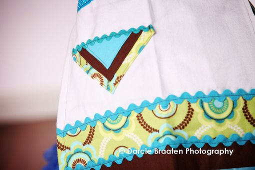 Custom Made Turquoise, Green, And Brown Flannel Apron "Creme De' Mint''