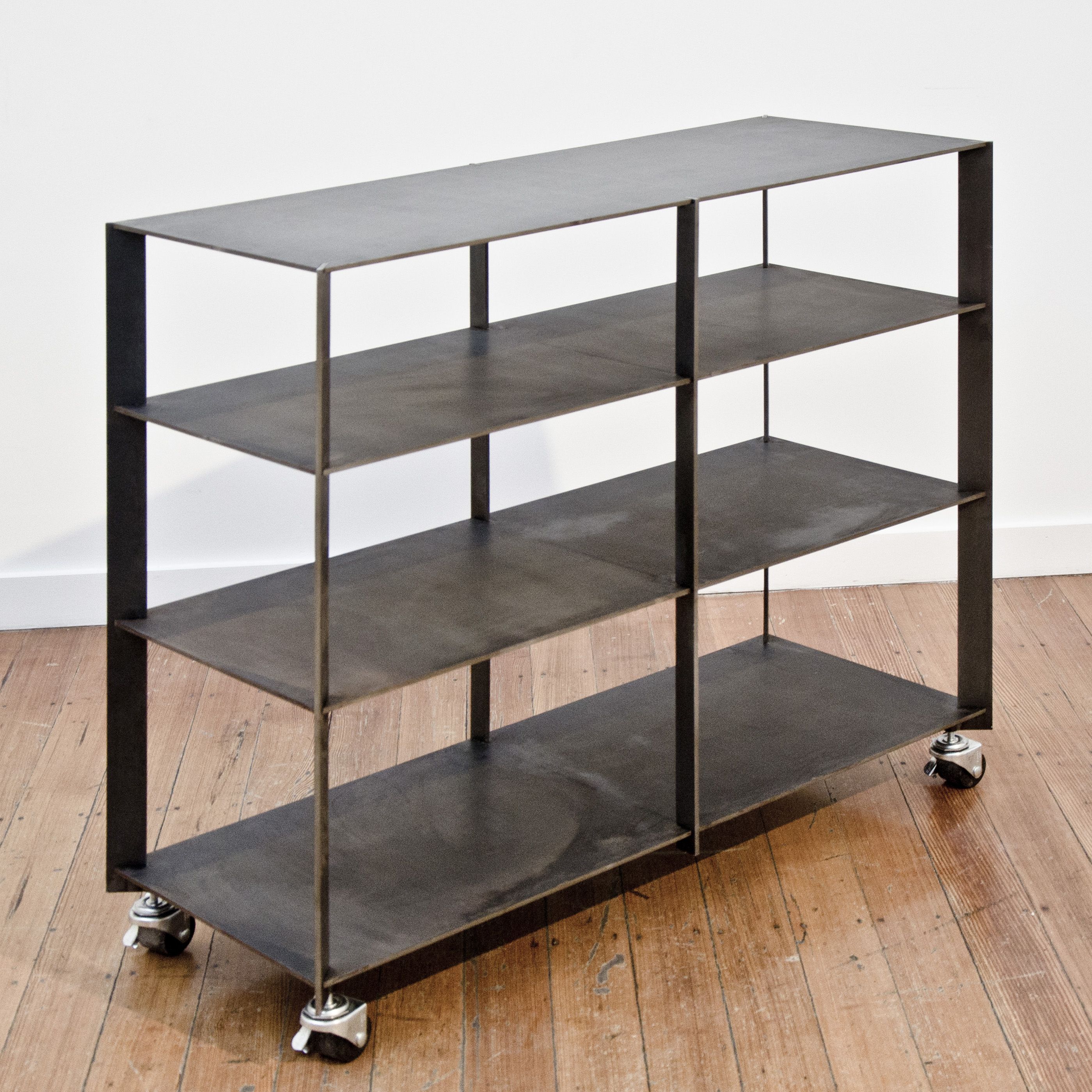 Hand Made Blackened Steel Rolling Shelving Carts by MATO