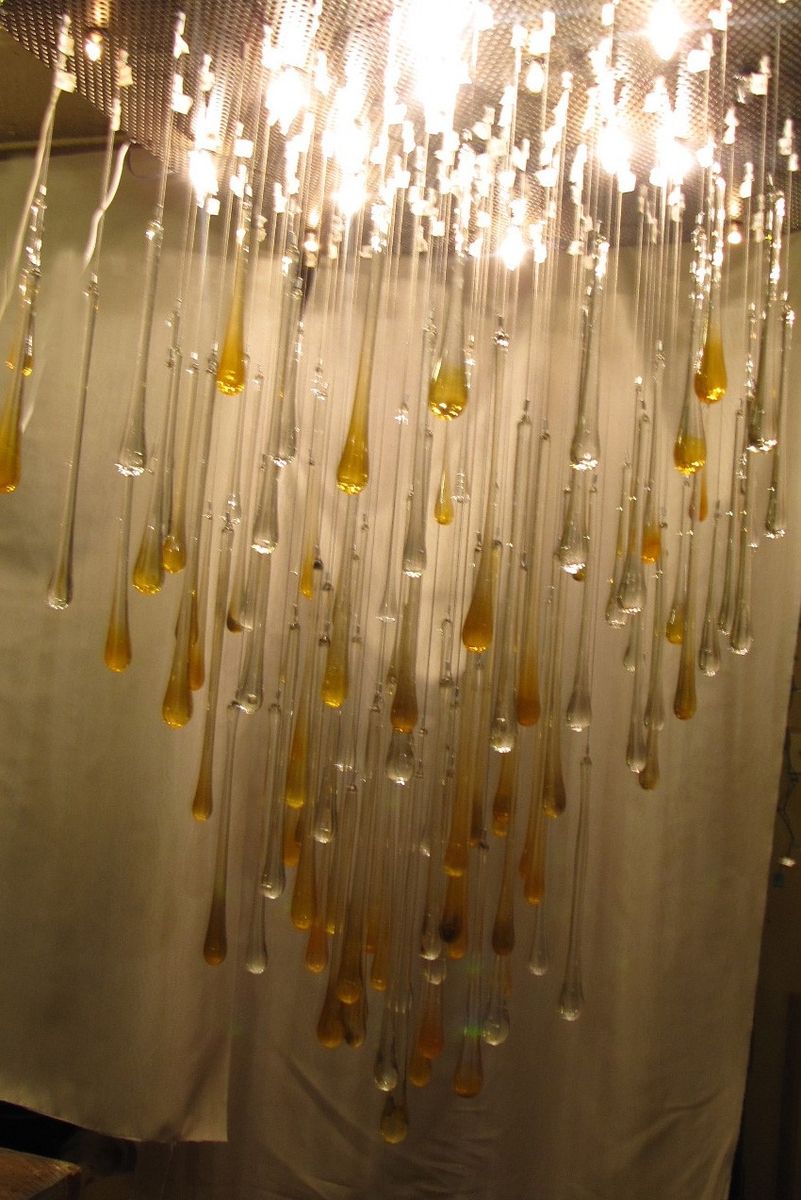 Custom Pioggia (Rain) Large Chandelier by Illuminata Art Glass Design