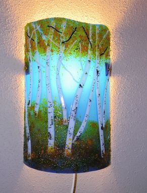 Custom Made Aspen Grove Fused Glass Wall Sconce