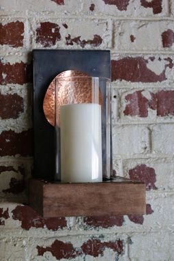 Custom Made Industrial Design Steel, Copper And Reclaimed Walnut Wall Sconce