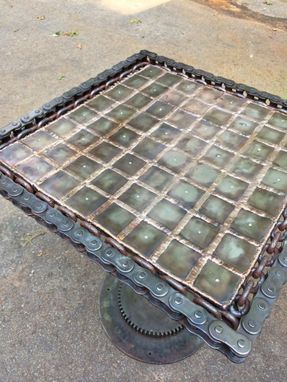 Custom Made Reclamed Chain End Table/Chess Board