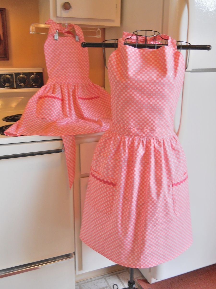 Hand Crafted Mother Daughter Matching Vintage Style Full Aprons In