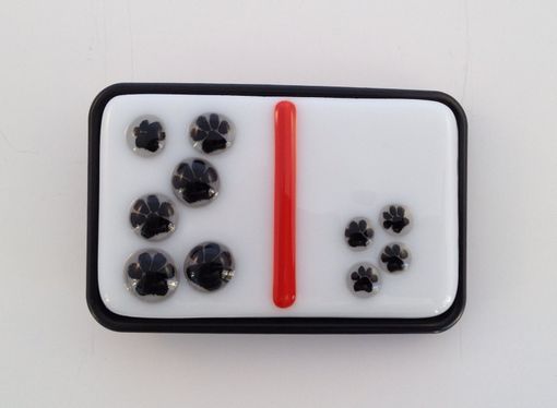 Custom Made Little Paw Prints Small Fused Glass Belt Buckle