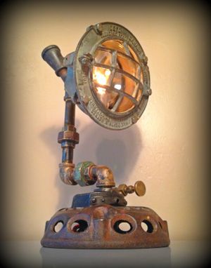 Custom Made Found Object Steampunk Sculpture Lamp