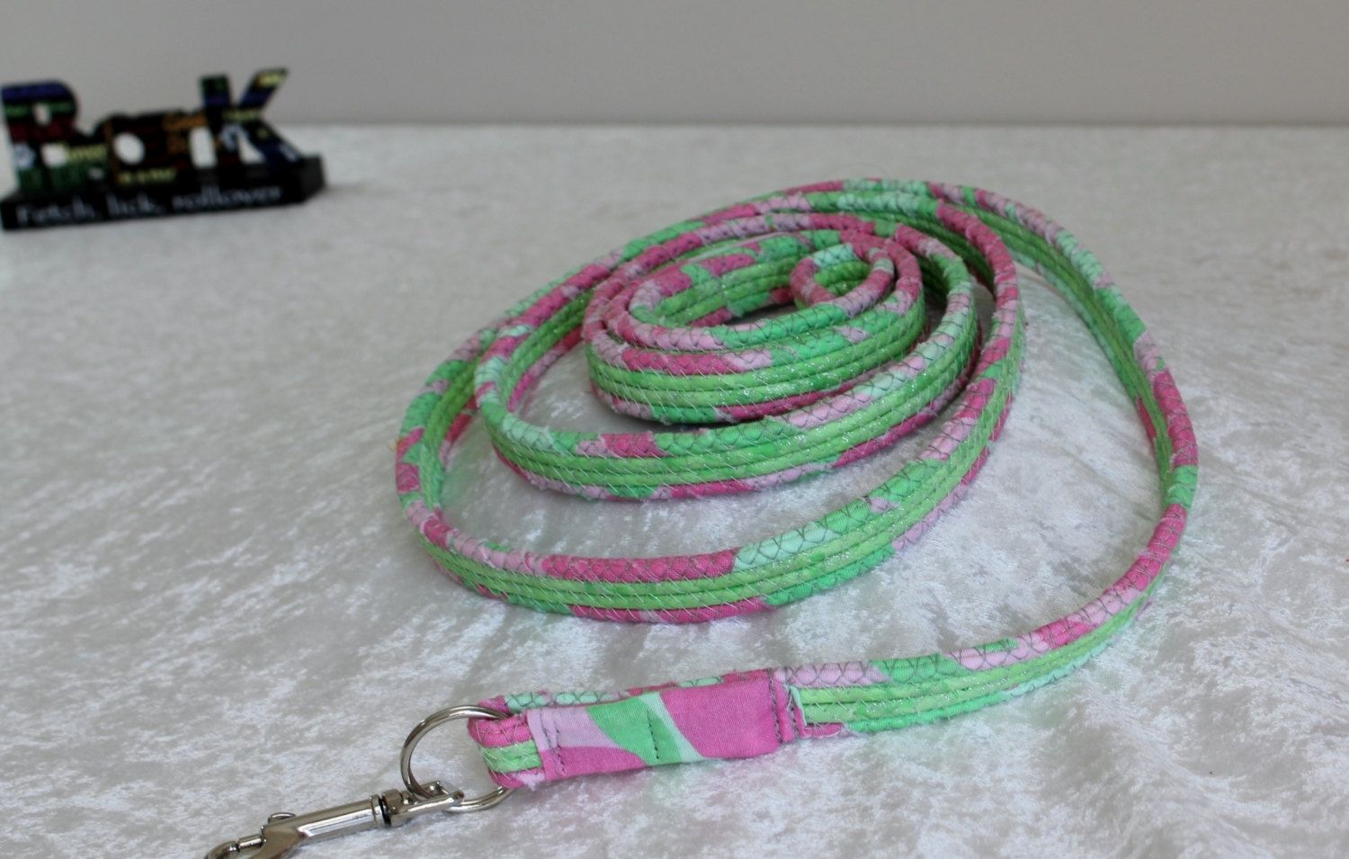 Handmade Free Shipping Dog Leash. Fabric Wrapped Clothesline. Medium