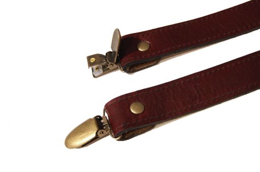 Custom Made Red Leather Suspenders
