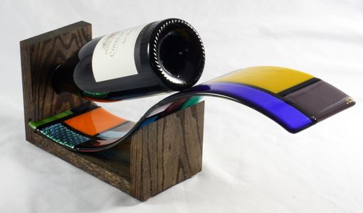Custom Made Still Fused Glass Wine Bottle Holder