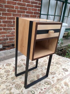 Custom Made Custom Night Stands, Made To Order, Walnut And Maple With Steel Straps