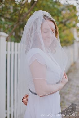 Custom Made Rebecca - Two Layer Ivory Veil With Vintage Lace Pearls And Buttons