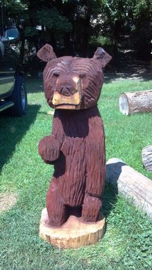 Custom Made Chainsaw Sculpture Of A Waving Bear