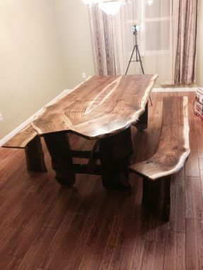 Custom Made Rosewood Dining Table With Hand Tooled Copper Insert
