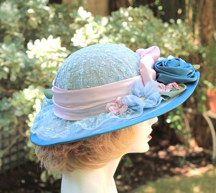 Custom Made Edwardian Style Wedding Hat Wide Brim In Lilac