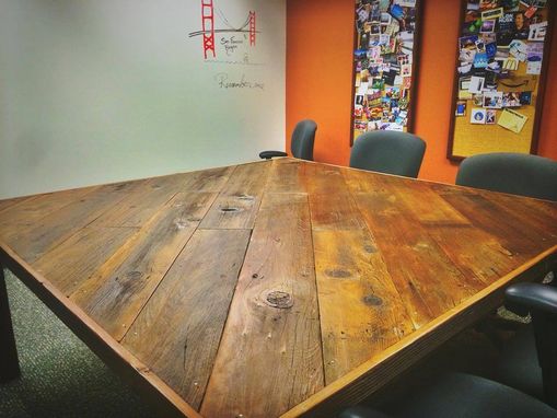 Custom Made Reclaimed Wood Farm Table Slant Board Pattern