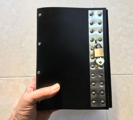 Custom Made Big Black Industrial Goth Lockable Steampunk Leather Journal