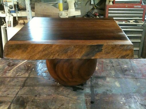 Custom Made Live Edge Table With Turned Ball Base