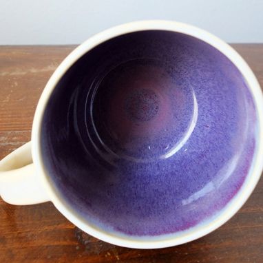 Custom Made Ivory Purple Coffee Mug By Gemfox Stoneware Ceramic Wheel Thrown Pottery Cup Sra Usa