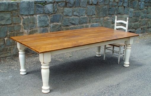 Custom Made Farm Table With Turned Legs