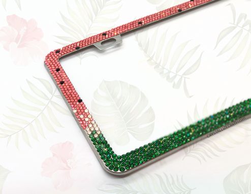 Custom Made Watermelon Crystal Bling License Plate Frame Bedazzled Crystallized Vanity Car Summer European