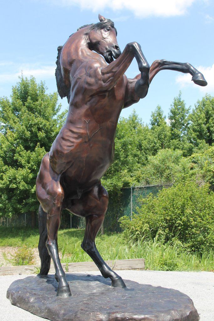 Hand Made 10 Feet! Giant Rearing Horse Bronze Statue Life Size