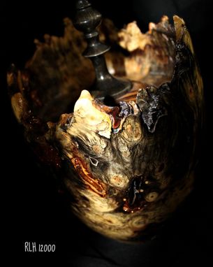 Custom Made Buckeye Burl Lidded Finial Hollow Vessel