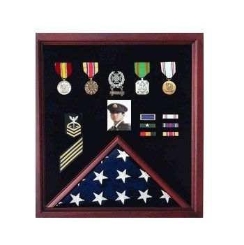 Custom Made 4 X 6 Flag Display Case Combination For Medals And Photos