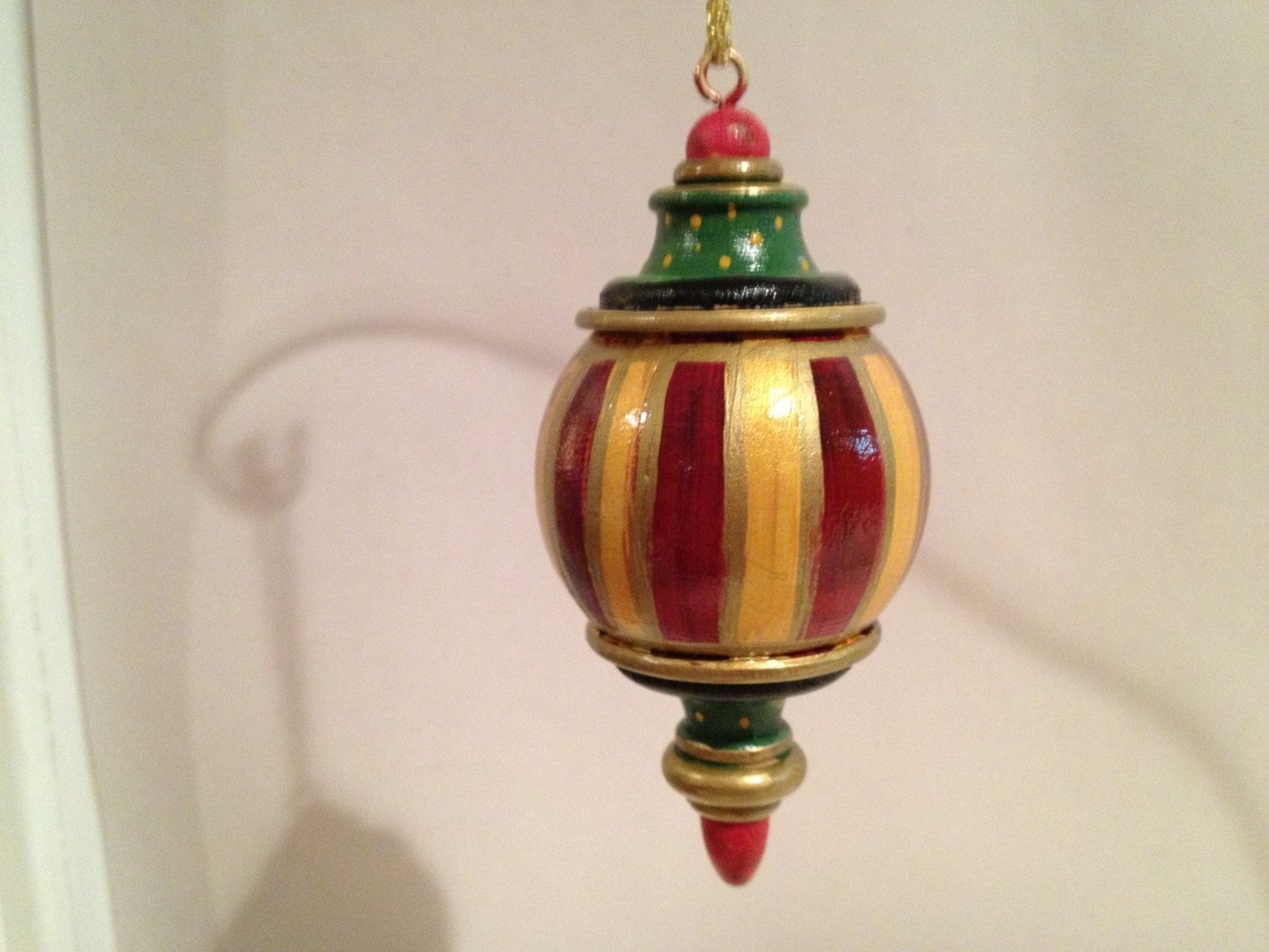 Hand Made Hand Painted Solid Wood Christmas Finial Ornaments This