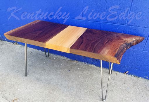 Custom Made Live Edge Coffee Table- Walnut And Mahogany- Modern- Rustic- Sustainable- Reclaimed