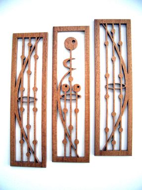 Custom Made Striped Mahogany Fretwork Grouping "Mother And Children"